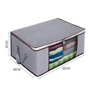 Alternative view of 4-delige Opbergset – Grote Opbergtassen van Grijs Textiel – 60x40x35 cm – Organizer voor Kleding & Beddengoed